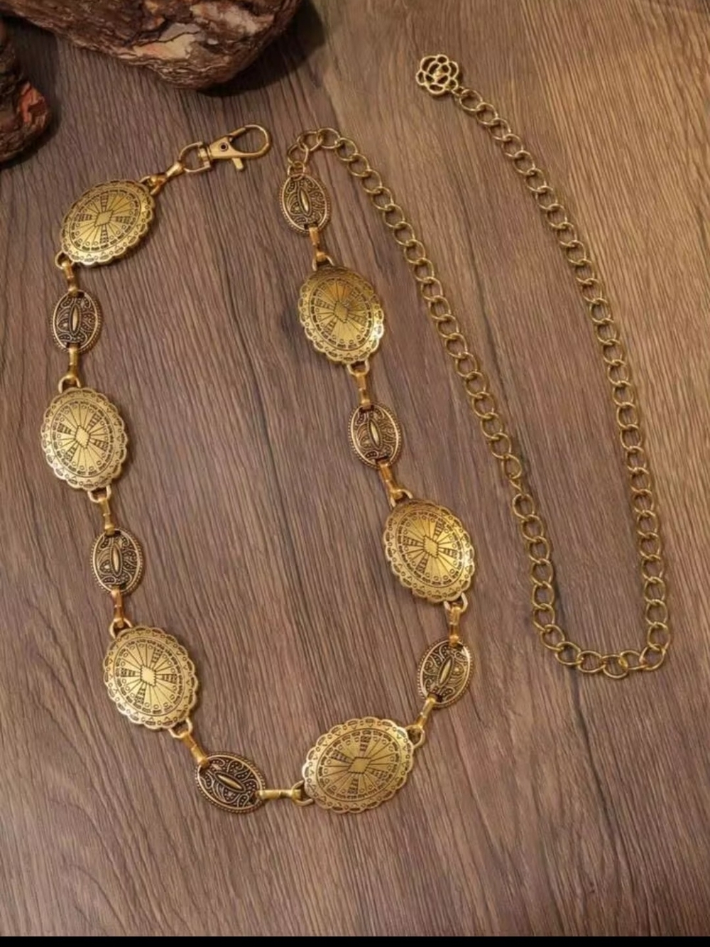 Gold Concho Chain Belt: Western Boho Statement Waist Belt